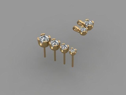 single calcolo orecchini collana 8 squillare modello gioielleria lusso arte argento oro scansionato 3d Modelli vari anelli gemma brillante natura collane 3d print model - Mito3D