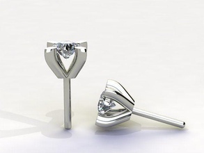 single stone earrings jewelry jewellery jewelrydesign design diamond gold silver rose platinium luxury metallic glazed fashion style pearl emerald gem princess necklace 3d print model - Mito3D