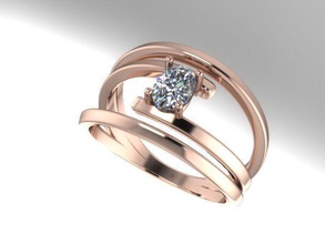 solteiro pedra mão anel diamante imprimível ouro joalheria argolas 3d print model - Mito3D