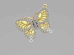 sintered butterfly pendant jewelry jewellery gold silver platinum diamond gemstone brillant gem jewel engagement ring earrings necklaces bracelet 3d design other pendants 3d print model - Mito3D