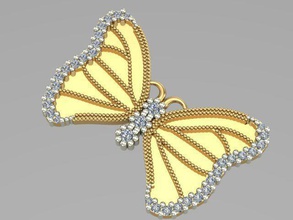 sintered butterfly pendant jewelry gold silver platinum diamond gemstone brillant jewel jewellery ring earrings necklaces bracelet other 3ddesign design pendants 3d print model - Mito3D