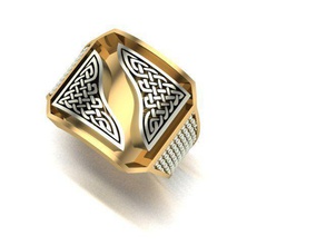 fritté homme bague bijoux or argent platine diamant brillant gemme anneaux 3d print model - Mito3D