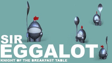 sir eggalot - egg cup eggcup breakfast arthur knight spoon kids food fun funny eating eggs easter house kitchen dining 3d print model - Mito3D