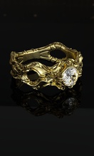 la sirène de l'anneau coctail le diamant bijoux jewelley l'engagement d'argent or imprimable sculpture les anneaux 3d print model - Mito3D