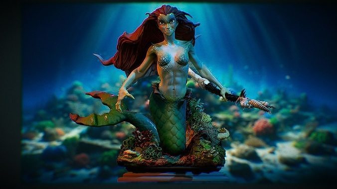 sirènes atlantis personnage sirène manga original anime miniature marin créature monstre coraux corail art sculptures 3D print model - Mito3D