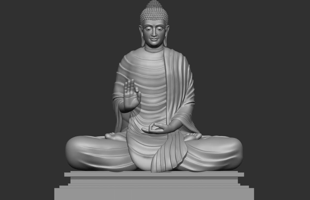 séance bouddha 1 mudra sculpture religion dieu statue bouddhiste art moyen méditation fonderie moule religieux déité religiou objet sculptures 3D print model - Mito3D