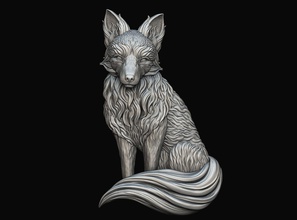 oturma tilki rahatlama hayvan doğa bas heykel kolye takı mücevher yazdırılabilir madalyon vahşi sanat heykeller 3d print model - Mito3D