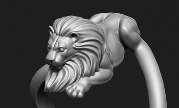 sitting lion ring animal pride tiger wild powerful unique beautiful design laying 3d printable jewelry rings 3d print model - Mito3D