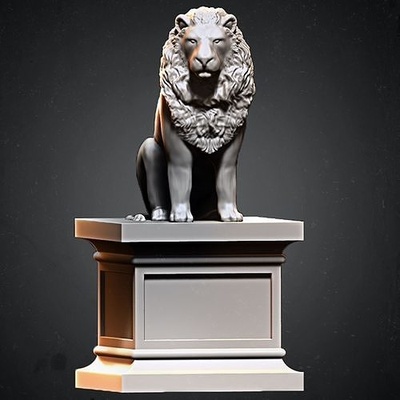 sitting lion sculpture collectibles print 3d toy toys nature realistic character art creature miniatures miniature animal lions design statue sculptures 3d print model - Mito3D