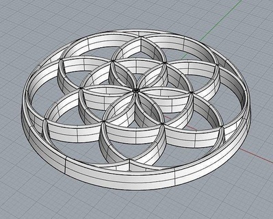 six-petal rosette geometria ornament art flor vida mathematical 3d print model - Mito3D