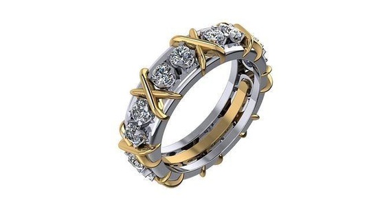 calcul bague 17 3mm bijoux anneaux or diamant 16 élégant éblouissant mode gemme tiffany brillant argent 3d print model - Mito3D