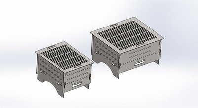 two sizes barbecue design dxf step 3d barbecues bbq grill solidworks 3dmodel firepit feuerstelle feuertonne laser cutting sheet metal metalart garden plasma house outdoor 3d print model - Mito3D