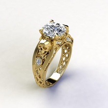 sj ring 14 jewel gem wedding engagement diamond jewellery printable silver gold jewelry apparel brillant sapphire fashion beauty sterling diamant rings 3d print model - Mito3D