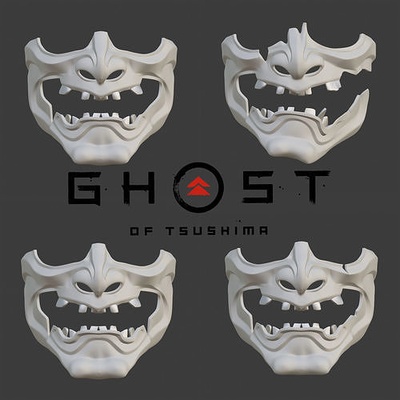 esquelético vingança mascarar fantasma of tsushima samurai ghostoftsushima cosplay japão armaduras capacete oni moda 3d print model - Mito3D