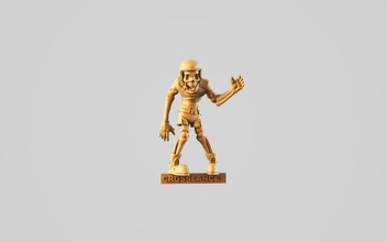 skeleton wooden statue of zombie illustration figurine man sculpture art toy halloween skull fantasy football warhammer sla dlp pawn game boardgame tabletop games toys 3d print model - Mito3D