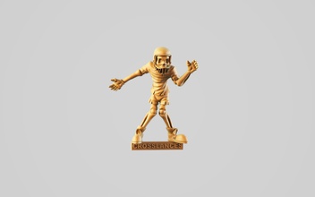 skelett 4 gold statue of skeletrisch fantasie untote nekro fußball blut schüssel kriegshammer düsternis schädel ball zittern pfand komisch karikatur kunst zahl monster schach spiele spielzeuge tafel 3d print model - Mito3D