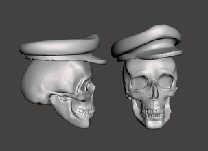 skeleton biker head skull man body science anatomy biology miniature bone cap teeth jaw 3d print model - Mito3D