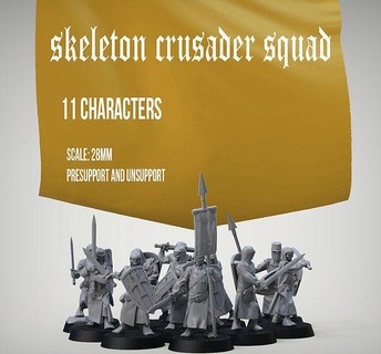 skeleton crusader squad skelet dnd cave undead dead sword warrior skull games toys board 3d print model - Mito3D
