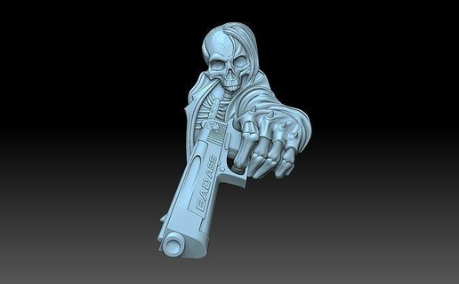 esqueleto pistola muerte pedante panel cráneo remar señor Arte 3d print model - Mito3D