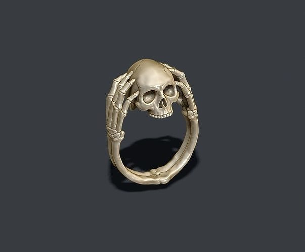 esqueleto cráneo anillo clausura orejas motociclista hueso joya joyería obj calavera anular esculpir escultura skul mujer zbrush scul colgante pendiente ojos oído boca anillos 3D print model - Mito3D