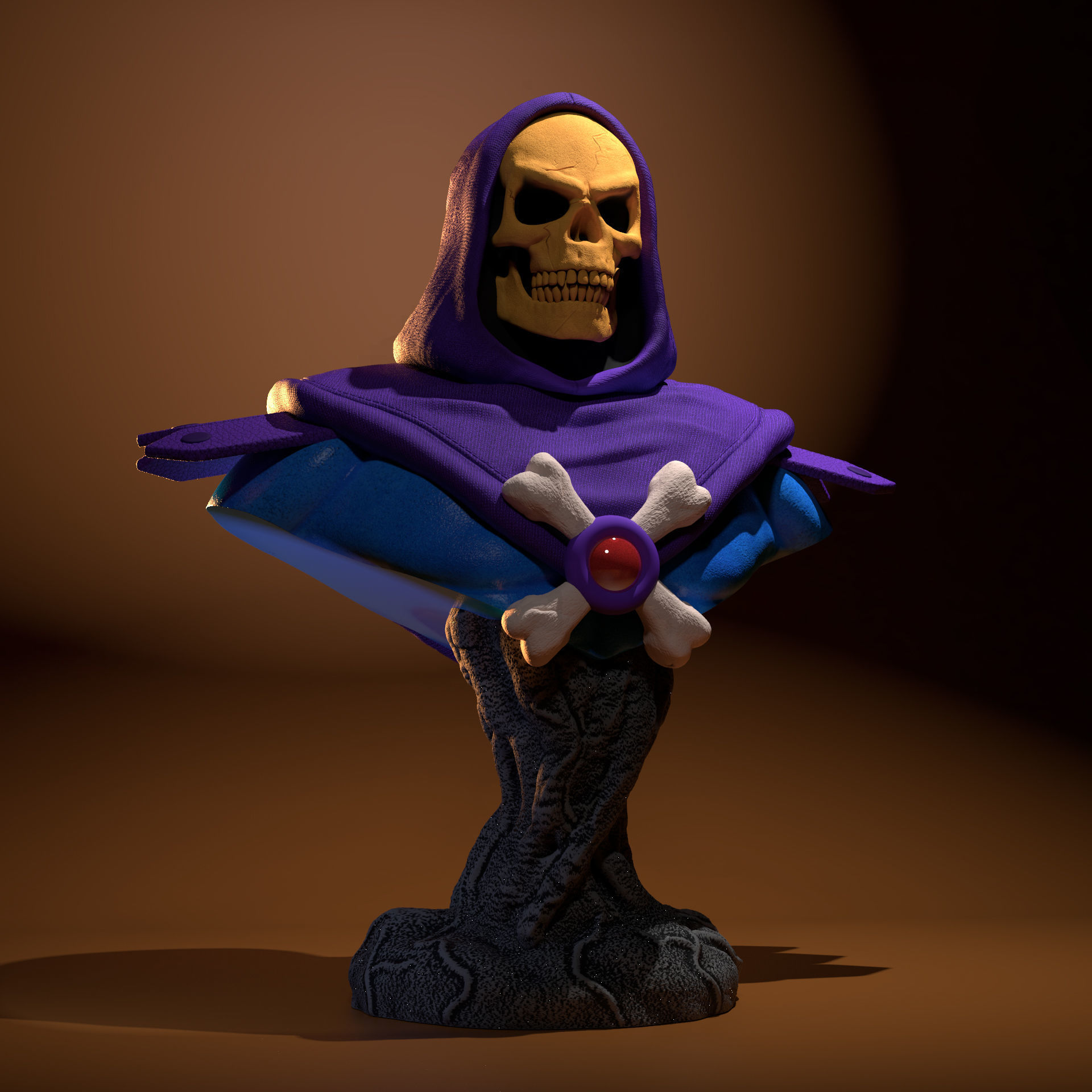 skeletor fracasso homem 3dprint vilão 3dart esqueleto skeletorbust caveira cinza figura estátua escultura imprimível sombrio jogos brinquedos 3D print model - Mito3D