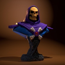 skeletor fracasso homem 3dprint vilão 3dart esqueleto skeletorbust caveira cinza figura estátua escultura imprimível sombrio jogos brinquedos 3d print model - Mito3D