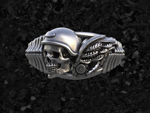 skull-ring 2 jewelry ring rings printable biker skull skullring silver moto motorcycles 3d print model - Mito3D