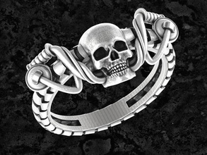 crâne-roue-2 de l'anneau bijoux d'argent imprimable véhicule des pneus les la roue le crâne anneaux 3d print model - Mito3D