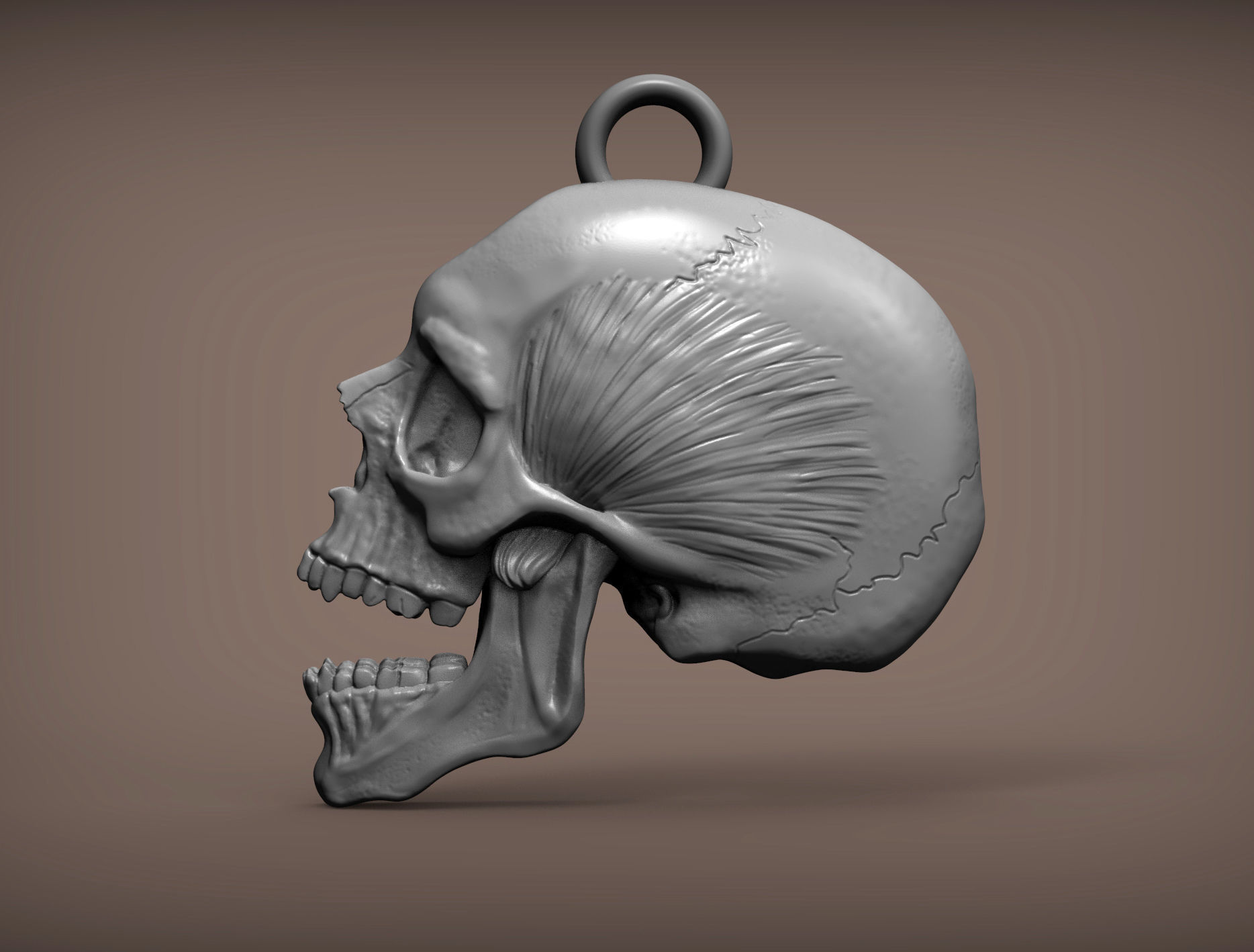 cráneo esqueleto muerto colgante pendiente medallón decoración joya Arte esculturas esquelético anatomía cabeza 3D print model - Mito3D