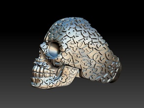 crânio números anel jóias ouro prata joalheria homem esqueleto cabeça humano dentes arte esculturas 3d modelo masculino morte scull argolas 3d print model - Mito3D