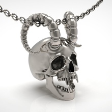 le crâne bijoux pendentif imprimable la livre sterling d'argent platine collier d'impression joyau sculpture zbrush blender pendentifs 3d print model - Mito3D