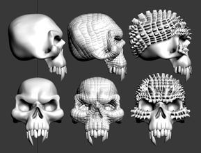 skull skulls jaw skeleton head dead teeth skeletal human poly art sculptures 3d print model - Mito3D