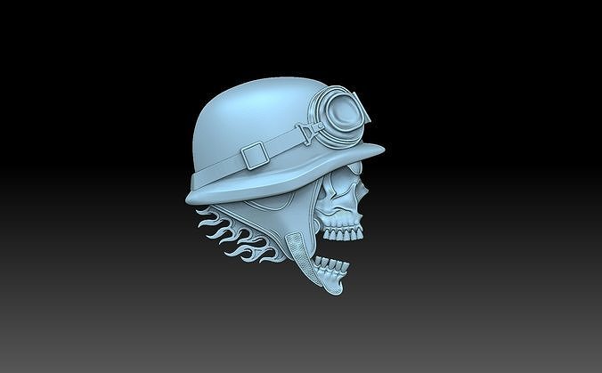 cranio scheletro testa motociclista cnc pedante osso Morte zombie moto casco arte 3D print model - Mito3D