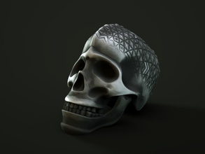 skull art pattern face head forms shapes printing metallic metal copper steel sculptures bones bone skeleton geometric shape futurism 3d print model - Mito3D