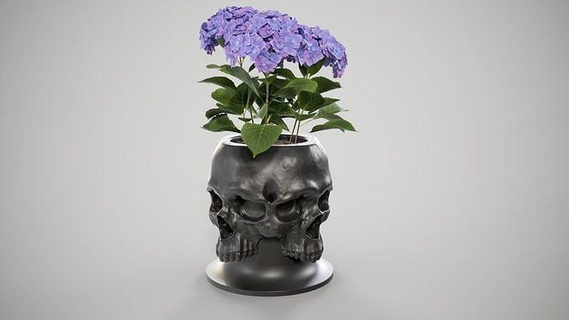skull - stationery stand vase flowers decor decoration ornamental pattern floral ornament art sculptures interior holder office exterior house wall room modern fashion sculpture 3d print model - Mito3D