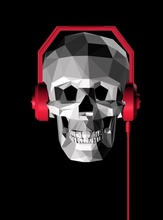 cranio 3d modello cuffie scheletro testa gli esseri umani musica arte sculture 3d print model - Mito3D