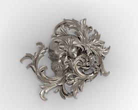 cráneo de la impresión 3d modelo el art alivio mural imagen basrelief escultura las esculturas 3d print model - Mito3D