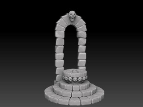 skull altar display base warhammer 40k diorama scenery furniture dungeon fortress necromunda mordheim oldhammer rpg temple archway building tabletop games toys board 3d print model - Mito3D