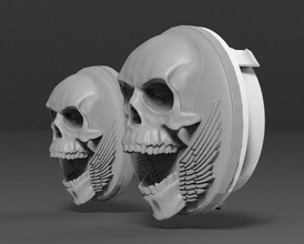 kafatası amblem araba bilim iskelet kemik ölü diş ölüm sembol sanat heykeller 3d print model - Mito3D