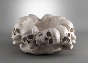 crâne cendrier 3d impression modèle os matériel cendre libre modélisation dents brutal humain personnage homme 3dprint art sculptures 3d print model - Mito3D
