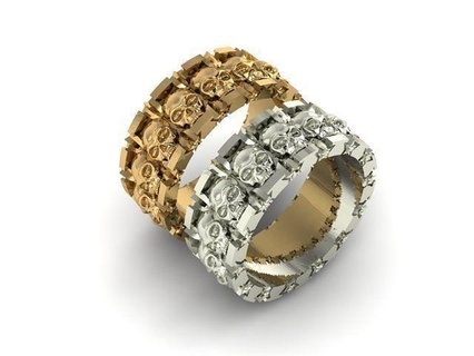 cranio gruppo musicale squillare 3d stampabile modello oro argento diamante gemma calcolo gioielleria Fidanzamento gioiello anelli sull anello teschio fascia cranica 3d print model - Mito3D