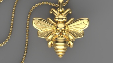 skull bee pendant death gold silver platinum printable yellow white jewellry jewelry pendants 3d print model - Mito3D