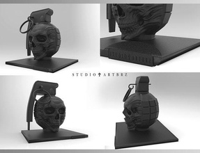 kafatası bomba şablon el bombası yenmek sanat heykeller 3d print model - Mito3D