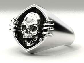 cráneo hueso anillo 2 actualizar joyería joya impresión 3dprinted imprimible anillos diseño dorado oro prototipos plata motociclista ennegrecimiento textura 3d print model - Mito3D