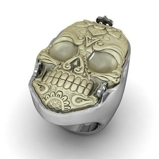 cranio osso squillare gioielleria anelli scheletro anatomia arte umano gioiello testa argento scheletrico 3d print model - Mito3D