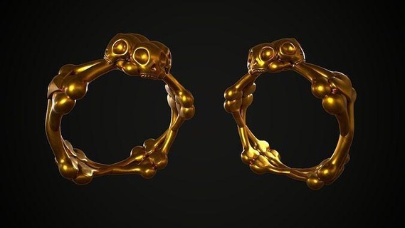 skull bones ring jewelry skeleton bone art gold rings 3d print model - Mito3D