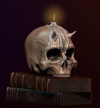 cráneo libros esqueleto cabeza humano hueso Arte juegos juguetes 3d print model - Mito3D