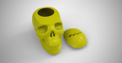 skull box house sugar bowl set bowls pot pottery ceramic food container kitchen houseware tableware porcelain coffer dining 3d print model - Mito3D