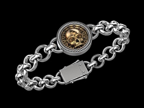 skull bracelet bracelets jewelry print 3dprinted jewellery printable design jewel golden printabl printing gold prototyping silver biker man 3d print model - Mito3D