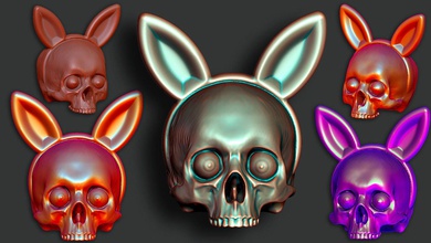skull bunnyears games-toys skeleton bone bunny rabbit cute toy designertoy games toys 3d print model - Mito3D